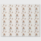 水彩熊の写真1歳の誕生日モダン ラッピングペーパー (フラット)