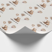 水彩熊の写真1歳の誕生日モダン ラッピングペーパー (角)