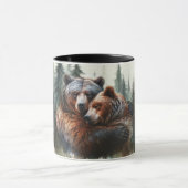 水彩熊の素朴な荒野のウェディング マグカップ (中央)