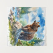 水彩熊の自然 タペストリー (正面(横))