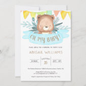 水彩熊の赤ちゃん男女兼用シャワー 招待状 (正面)