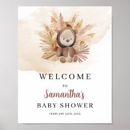 水彩熊スウェットシャツパンパ自然ス歓迎 ポスター