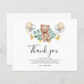 水彩熊ベビーシャワーサンキューカード (正面/裏面)