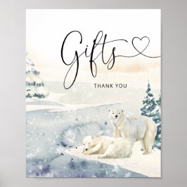 水彩熊ベビーシャワー贈答用サイン ポスター