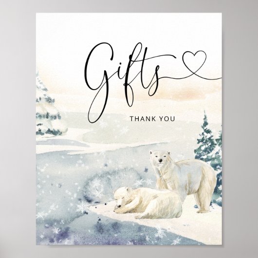 水彩熊ベビーシャワー贈答用サイン ポスター (正面)