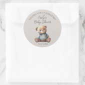 水彩熊モダン茶色ベビーシャワー ラウンドシール (バッグ)