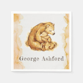 水彩熊手絵を描パーソナライズされた スタンダードカクテルナプキン