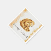 水彩熊手絵を描パーソナライズされた スタンダードカクテルナプキン (角)