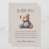 水彩熊素朴赤ちゃんシャワーサンキューカード サンキューカード (正面/裏面)