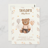 水彩熊素朴赤ちゃんシャワー ポストカード (正面/裏面)