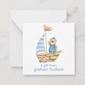 水彩熊航海の帆船ギフトエンクロージャー ノートカード (正面)