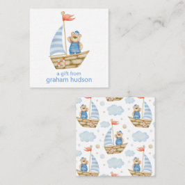水彩熊航海の帆船ギフトエンクロージャー ノートカード