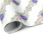 水彩熱ピンクボウオーナメントクリスマス ラッピングペーパー (ロールコーナー)