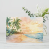 水彩熱帯の夕焼け 招待状 (スタンド正面)