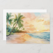 水彩熱帯の夕焼け 招待状 (正面/裏面)