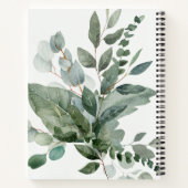 水彩熱帯の緑のセージ葉のリストする ノートブック (裏面)