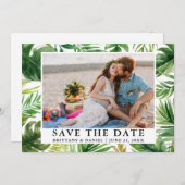 水彩熱帯の緑の写真保存日 セーブザデート (正面/裏面)