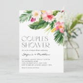 水彩熱帯の花サマーカップルのシャワー 招待状 (スタンド正面)