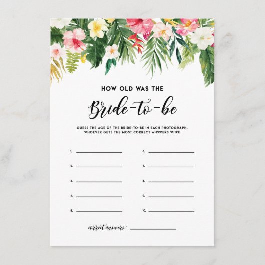 水彩熱帯の花嫁 エンクロージャーカード (正面)