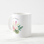 水彩熱帯の花、アイス葉クリーム付きの コーヒーマグカップ (正面左)