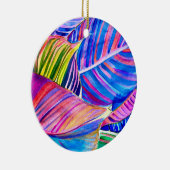 水彩熱帯カンナ葉 セラミックオーナメント (右)