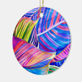 水彩熱帯カンナ葉 セラミックオーナメント (左)