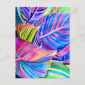 水彩熱帯カンナ葉 ポストカード (正面)