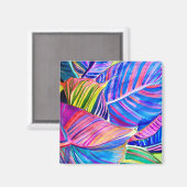 水彩熱帯カンナ葉 マグネット (正面/裏面)