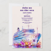 水彩熱帯クルーズ目的地の結婚式 招待状 (正面)