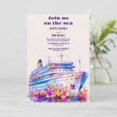 水彩熱帯クルーズ目的地の結婚式 招待状 (スタンド正面)