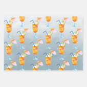 水彩熱帯グアバスイカのカクテル ラッピングペーパーシート (正面2)