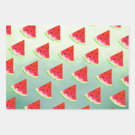 水彩熱帯グアバスイカのカクテル ラッピングペーパーシート