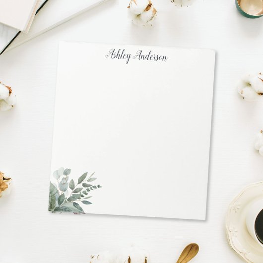 水彩熱帯グリーンセージユーカリ葉 ノートパッド