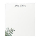 水彩熱帯グリーンセージユーカリ葉 ノートパッド (正面)