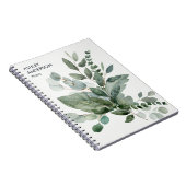 水彩熱帯グリーンセージユーカリ葉 ノートブック (右側)