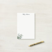 水彩熱帯グリーンセージユーカリ葉 ポストイット (デスク上)