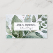 水彩熱帯グリーンセージユーカリ葉 名刺 (正面)