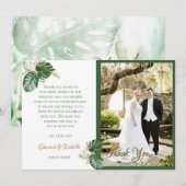 水彩熱帯グリーンパーム葉写真 サンキューカード (正面/裏面)