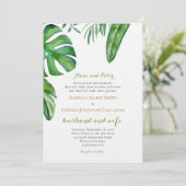水彩熱帯グリーンパーム葉結婚ズ 招待状 (スタンド正面)
