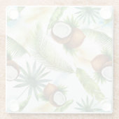 水彩熱帯ココナッツパターン ガラスコースター (裏面)