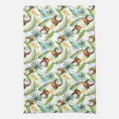 水彩熱帯ココナッツパターン キッチンタオル (縦)