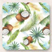 水彩熱帯ココナッツパターン コースター (正面)