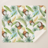 水彩熱帯ココナッツパターン シェルパブランケット (正面(横))