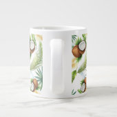 水彩熱帯ココナッツパターン ジャンボコーヒーマグカップ (裏面)