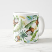 水彩熱帯ココナッツパターン ジャンボコーヒーマグカップ (正面右)