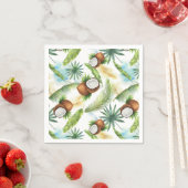 水彩熱帯ココナッツパターン スタンダードカクテルナプキン (インサイチュ)