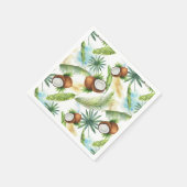 水彩熱帯ココナッツパターン スタンダードカクテルナプキン (角)