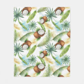 水彩熱帯ココナッツパターン フリースブランケット (正面)