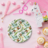 水彩熱帯ココナッツパターン ペーパープレート (パーティー)