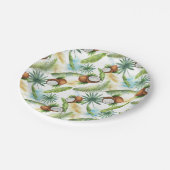 水彩熱帯ココナッツパターン ペーパープレート (アングル)